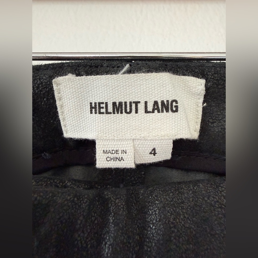 HELMUT LANG 100% Lamb Leather Patina Stretch Pants Black Size 4 - Picture 3 of 7